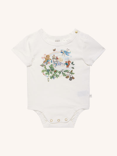 'Up To The Land Of Goodies' Treasured Short Sleeve Bodysuit - Porcelain