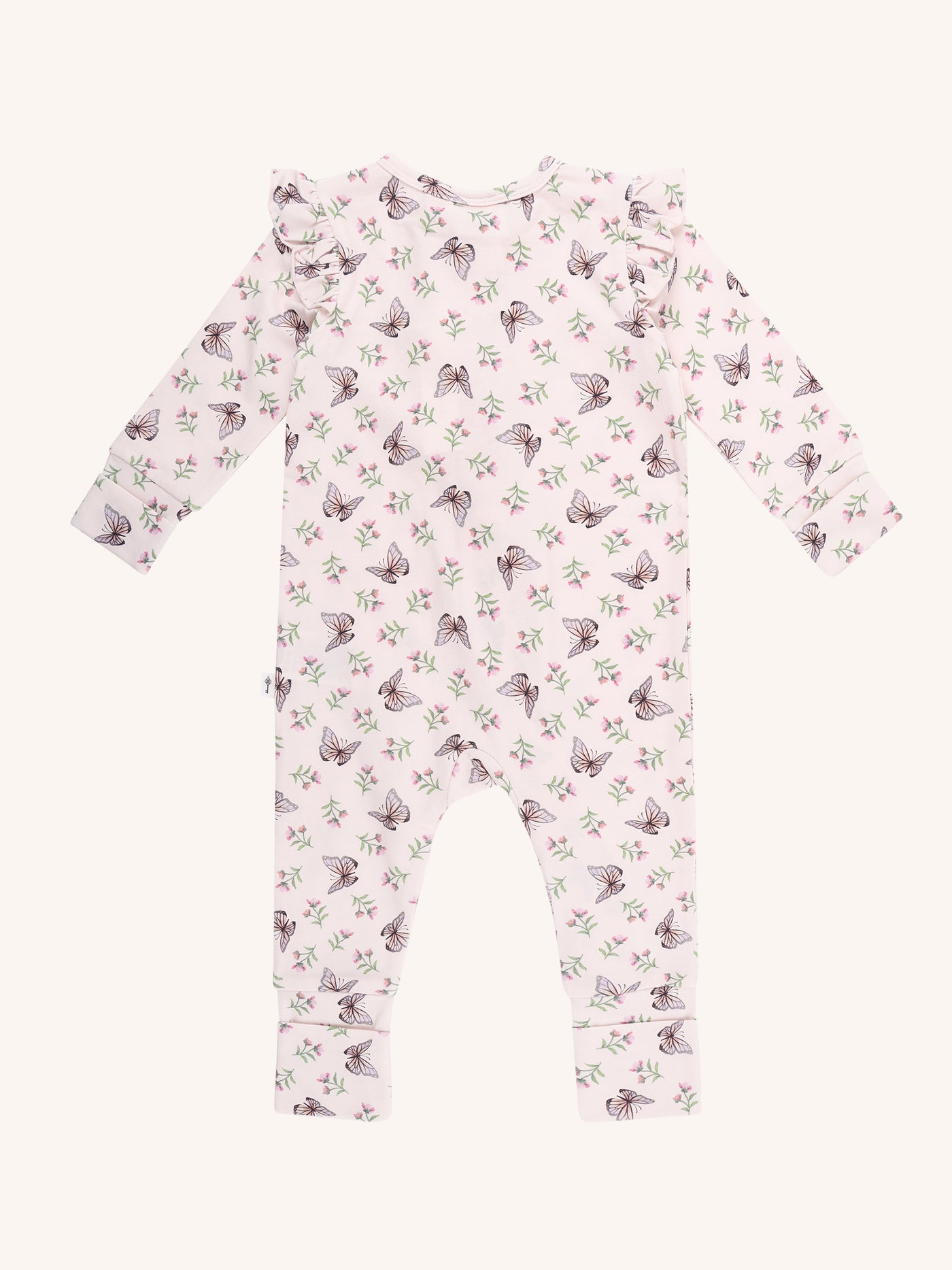 'Dancing Butterflies' Precious Frill Coverall - Pearl