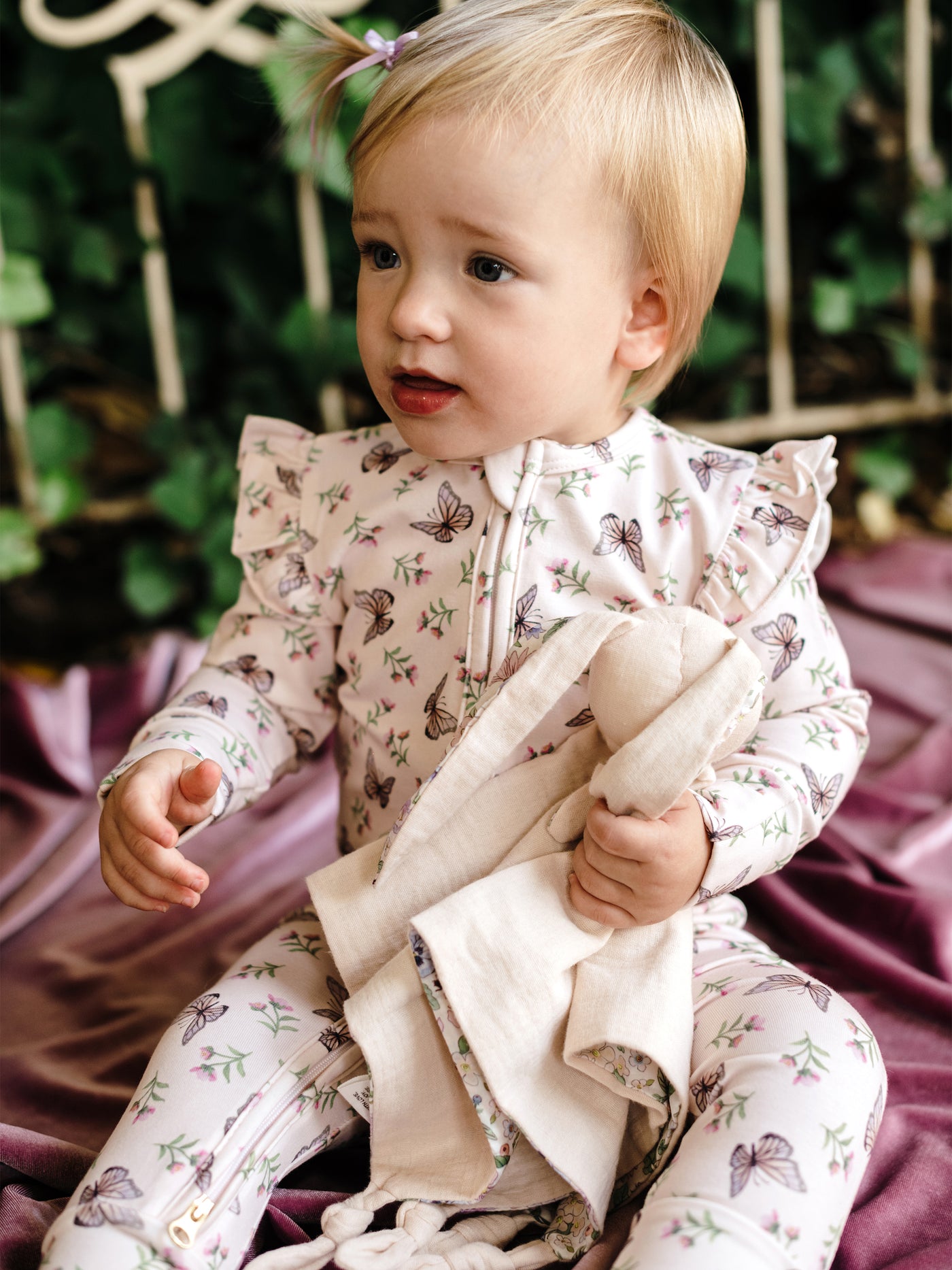 'Dancing Butterflies' Precious Frill Coverall - Pearl