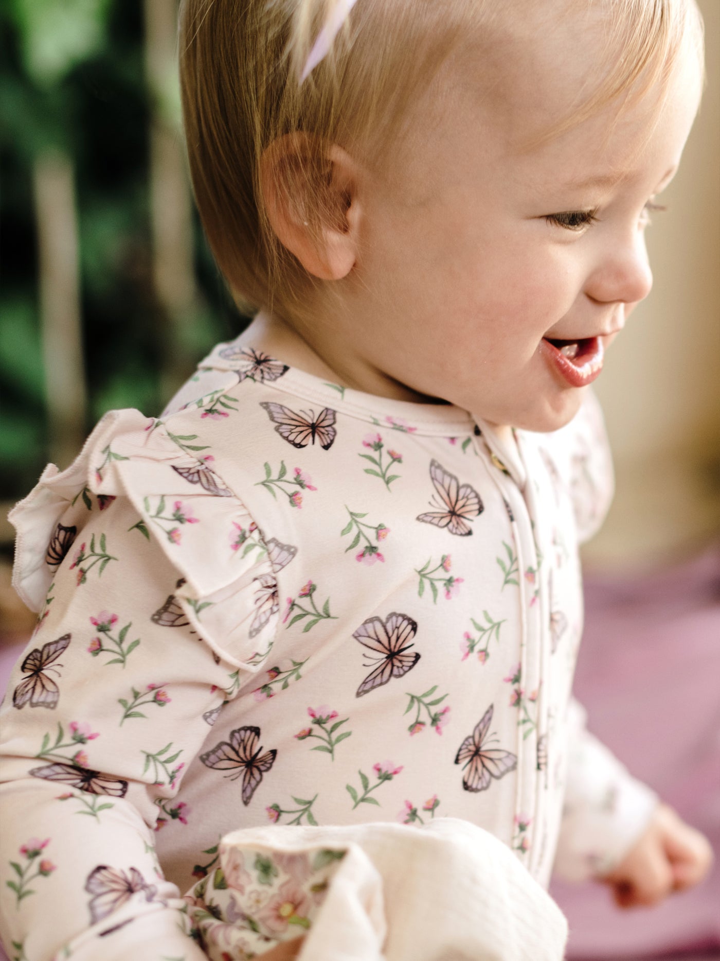 'Dancing Butterflies' Precious Frill Coverall - Pearl