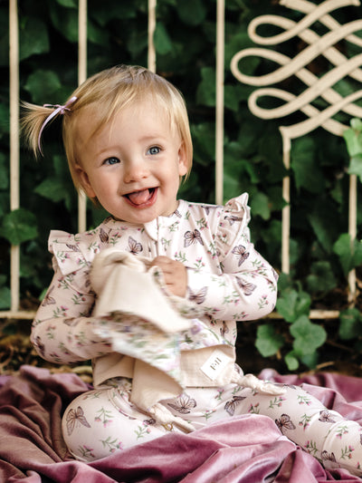 'Dancing Butterflies' Precious Frill Coverall - Pearl