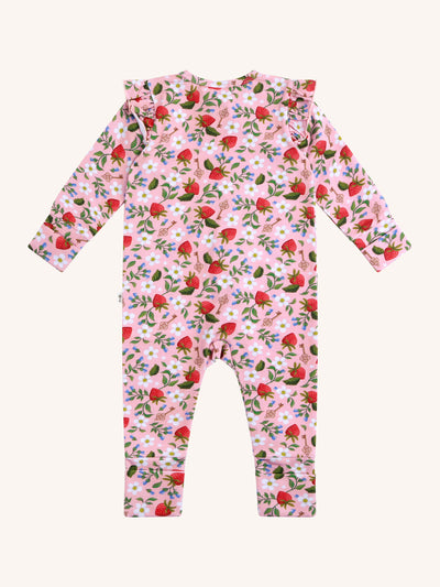 'Hearts Floral' Precious Frill Coverall - Pink
