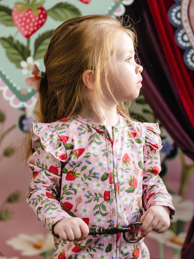 'Hearts Floral' Precious Frill Coverall - Pink