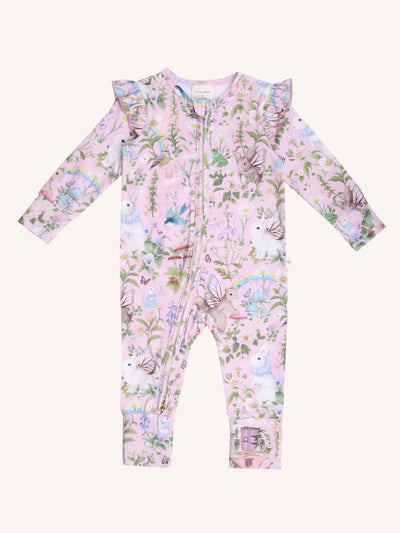 'Fairyland' Precious Frill Coverall Onesie - Pink Lavender