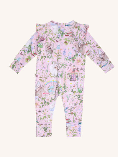 'Fairyland' Precious Frill Coverall Onesie - Pink Lavender