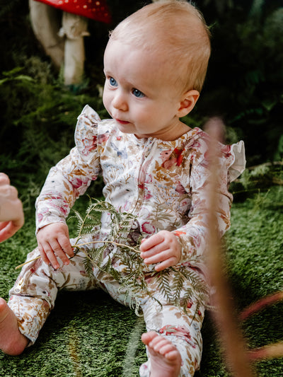'Woodlands' Precious Frill Coverall - Marshmallow