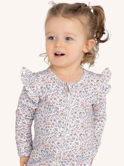 'Forget-me-nots' Precious Frill Coverall Onesie - Snow