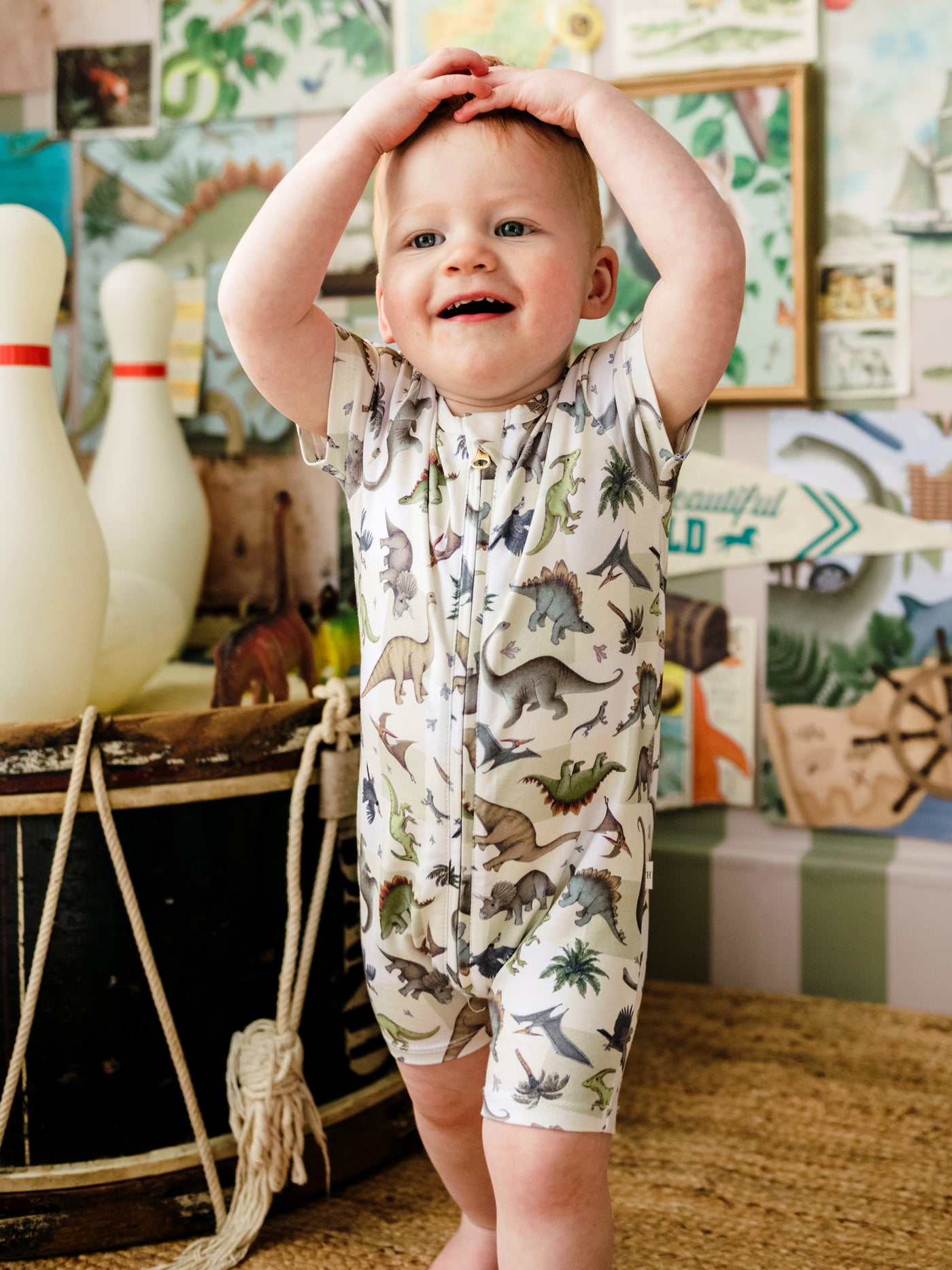 'Prehistorica' Timeless Shorty Coverall - Avocado
