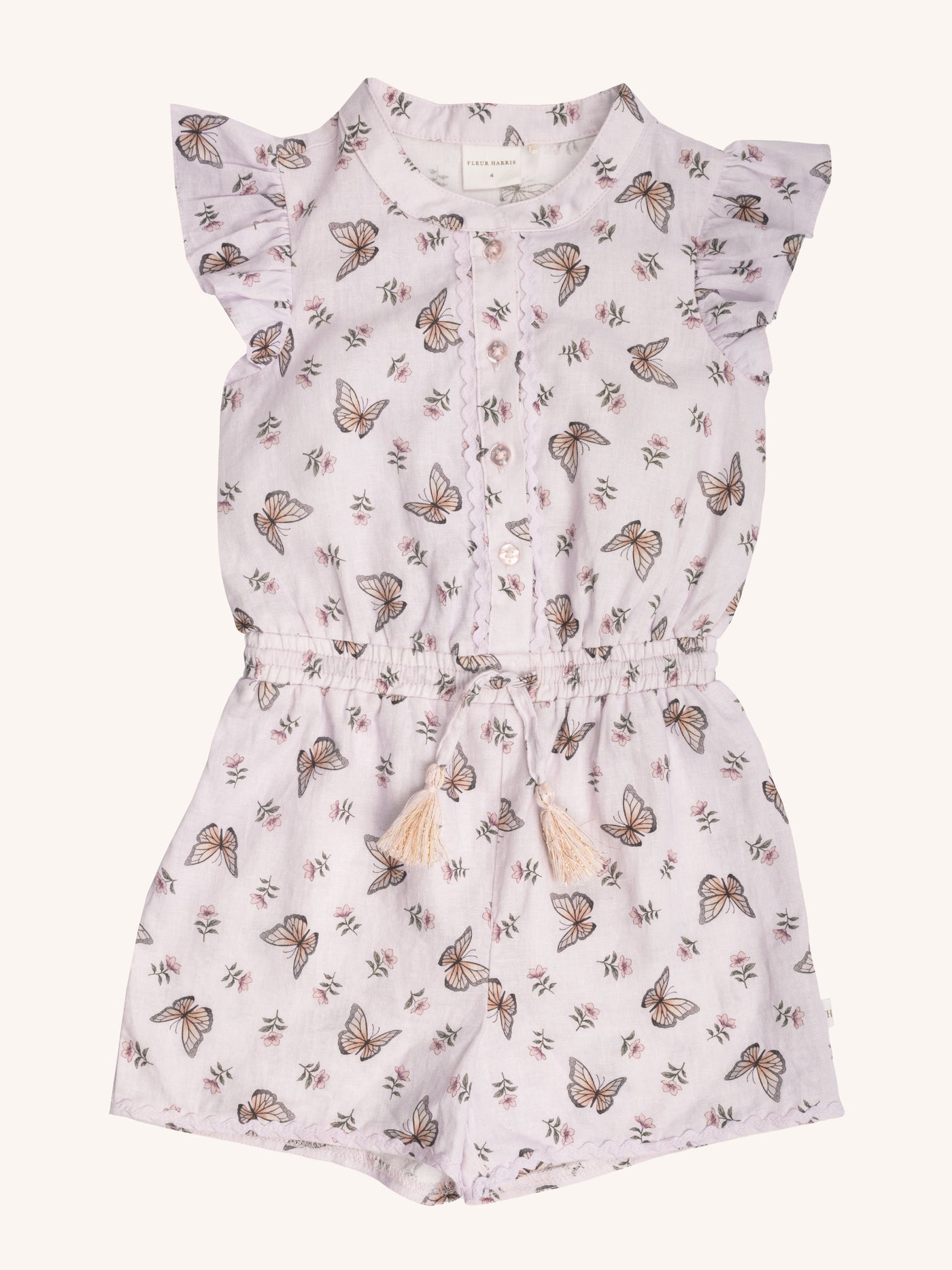 Fluttering Frill Playsuit - Cream Pink