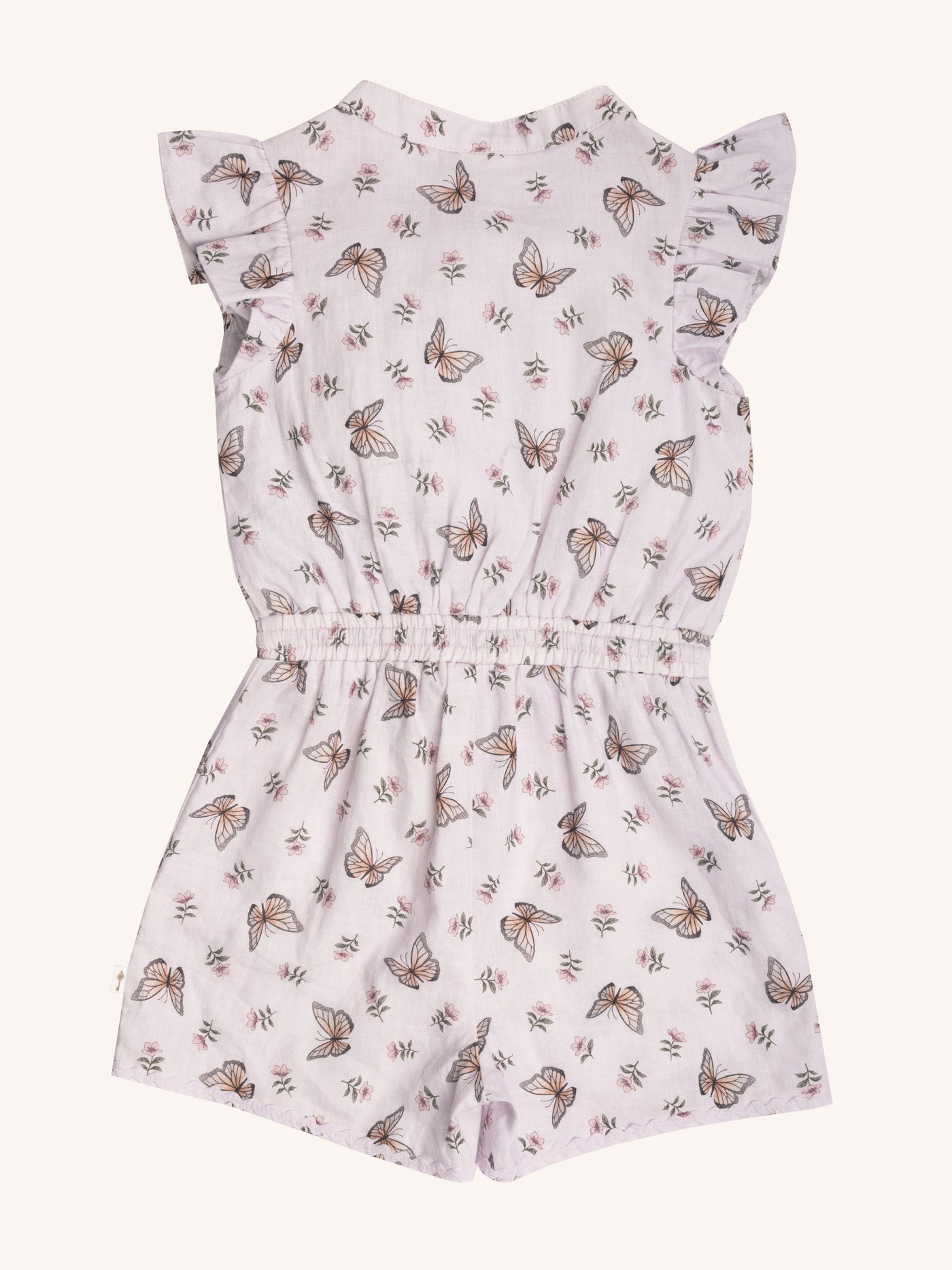 Fluttering Frill Playsuit - Cream Pink