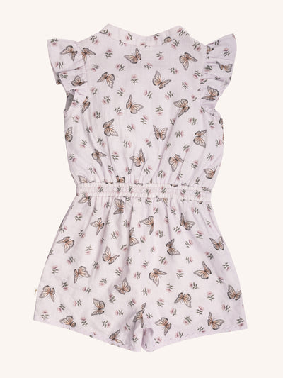 Fluttering Frill Playsuit - Cream Pink