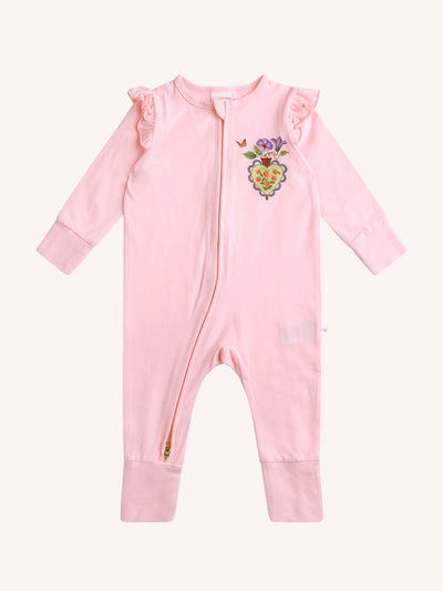 'All my Hearts' Precious Frill Coverall Set - 2 pack - Parfait Pink