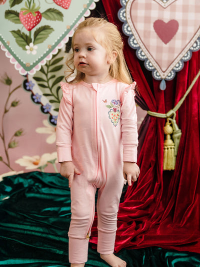 'All my Hearts' Precious Frill Coverall Set - 2 pack - Parfait Pink