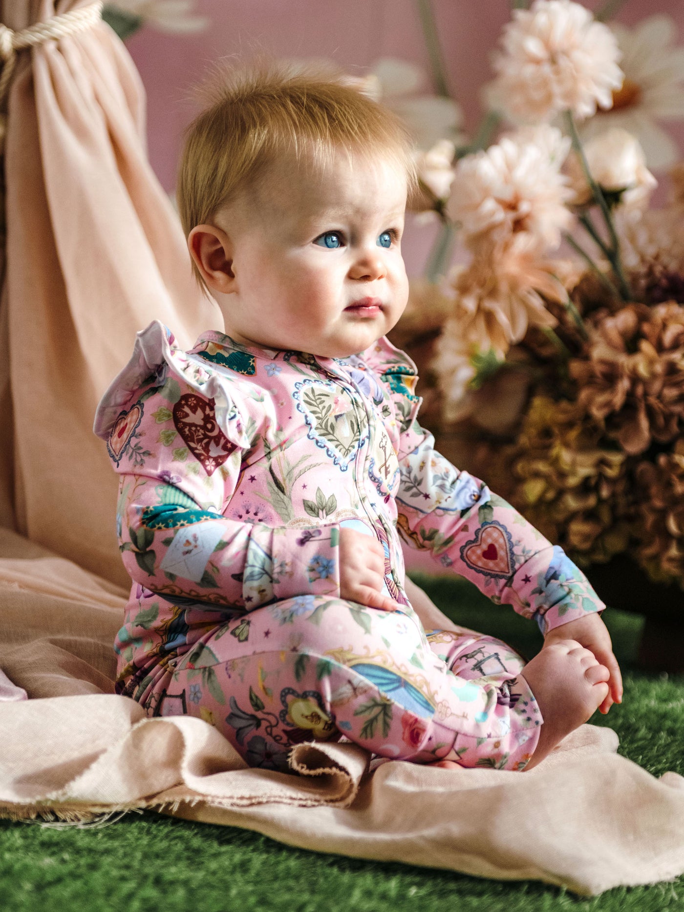 'All my Hearts' Precious Frill Coverall Set - 2 pack - Parfait Pink