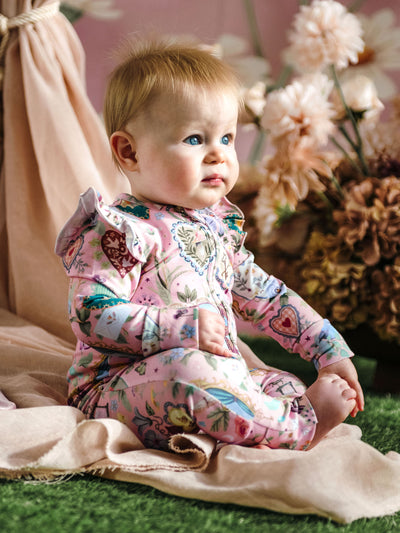 'All my Hearts' Precious Frill Coverall Set - 2 pack - Parfait Pink