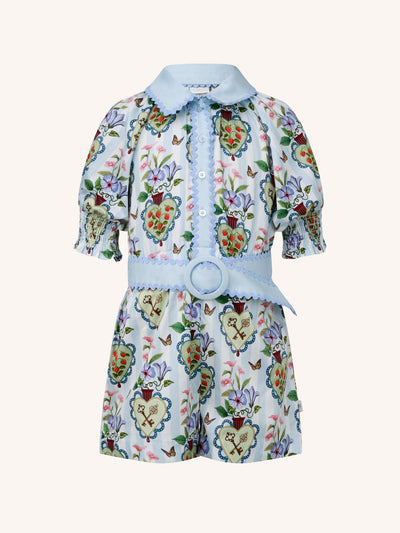 'Hearts' Cherie Playsuit - Powder Blue