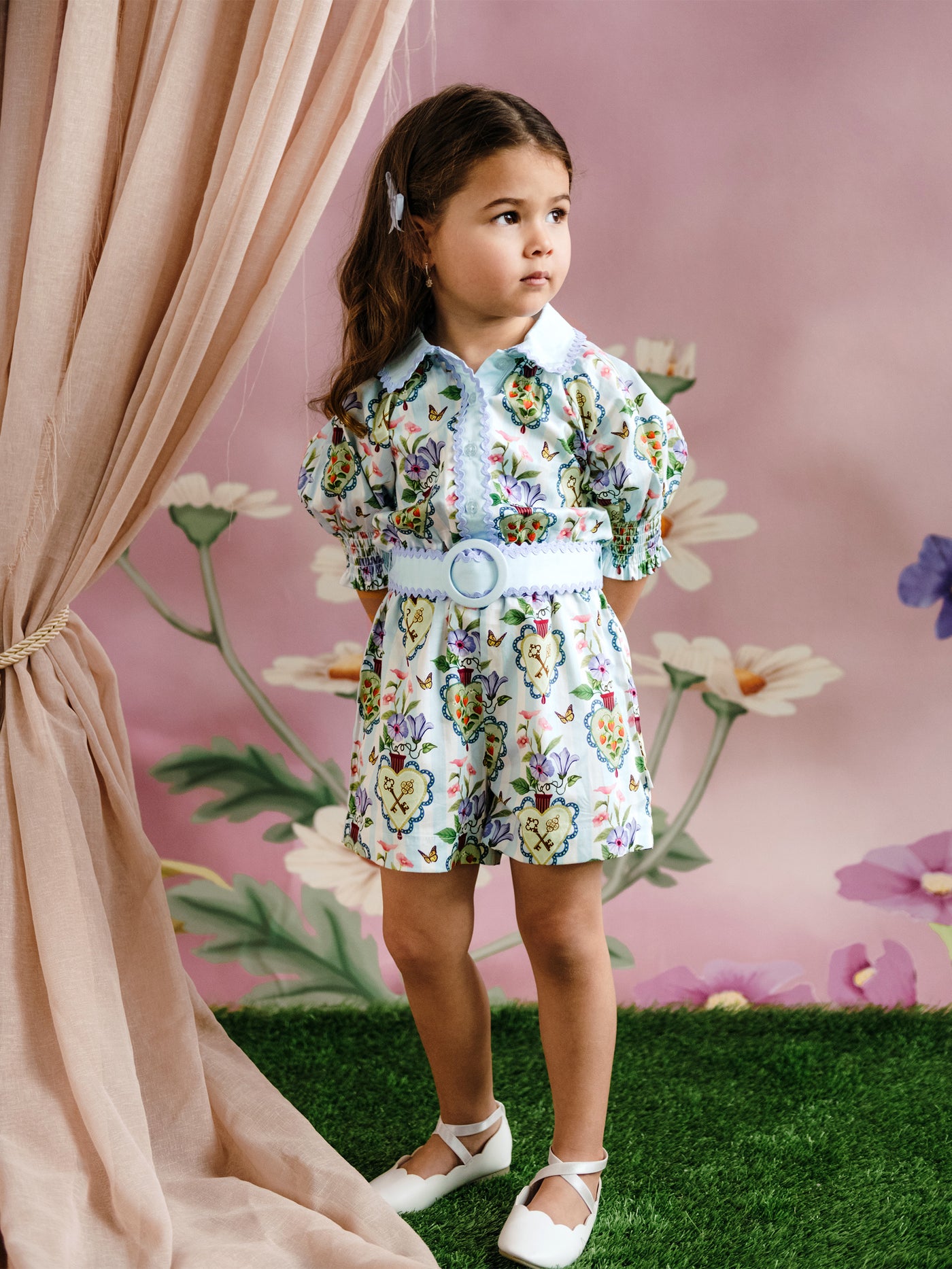 'Hearts' Cherie Playsuit - Powder Blue