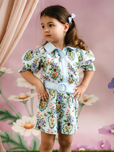 'Hearts' Cherie Playsuit - Powder Blue