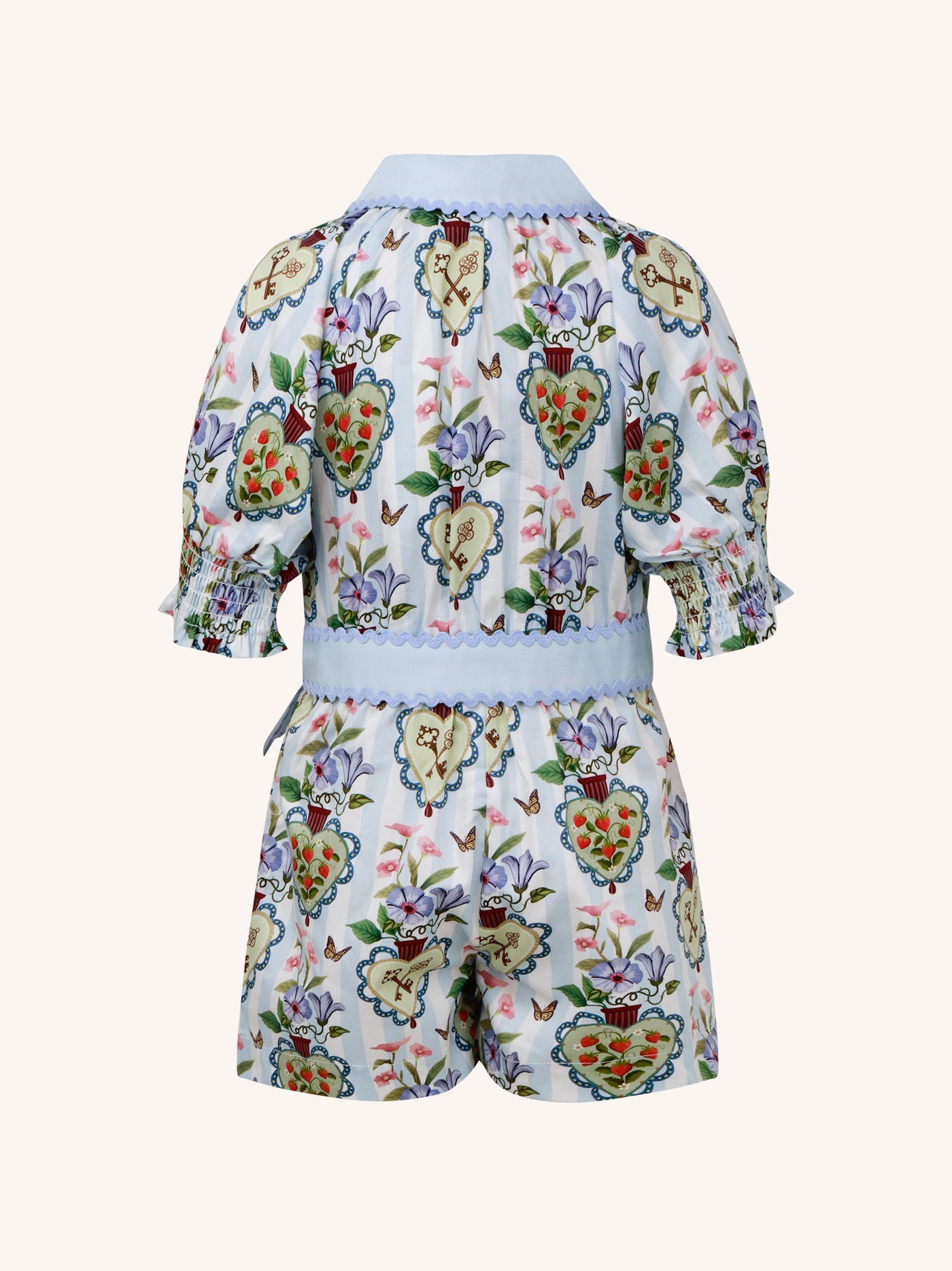 'Hearts' Cherie Playsuit - Powder Blue