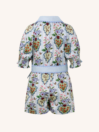'Hearts' Cherie Playsuit - Powder Blue