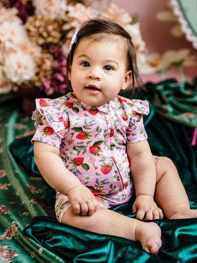 'Hearts Floral' Precious Frill Shorty Coverall Set - 2 pack - Pink