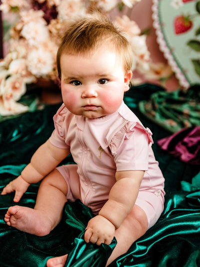 'Hearts Floral' Precious Frill Shorty Coverall Set - 2 pack - Pink