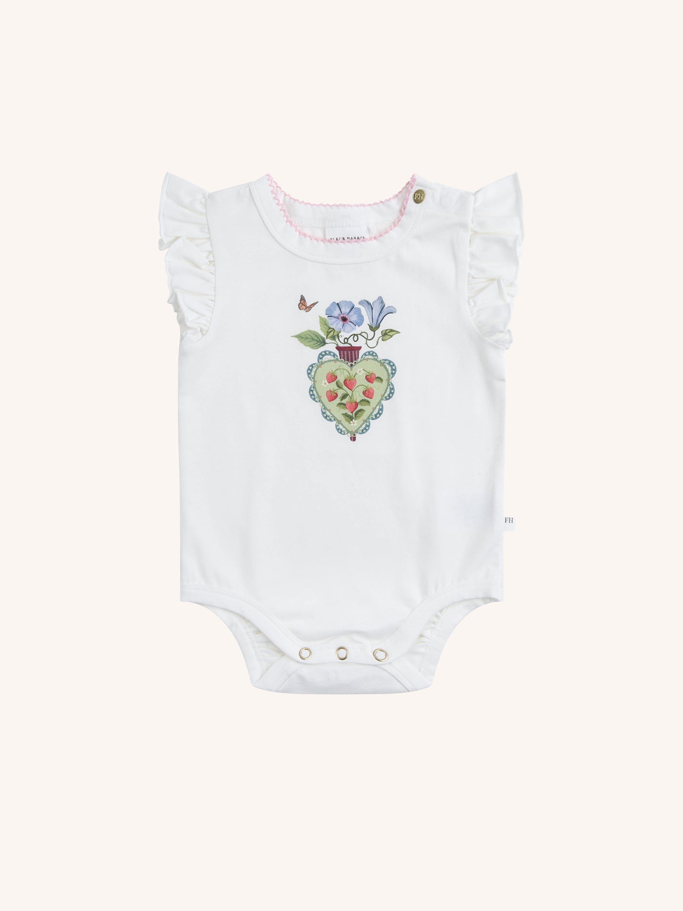 'Hearts' Bijou Bodysuit - Egret