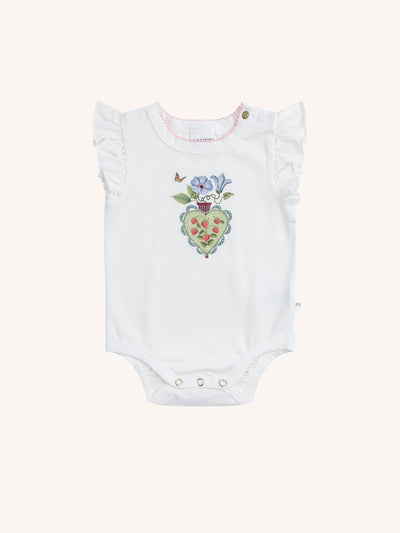 'Hearts' Bijou Bodysuit - Egret