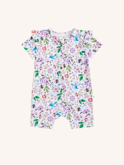 'Secret Diary' Precious Shorty Frill Coverall - Egret