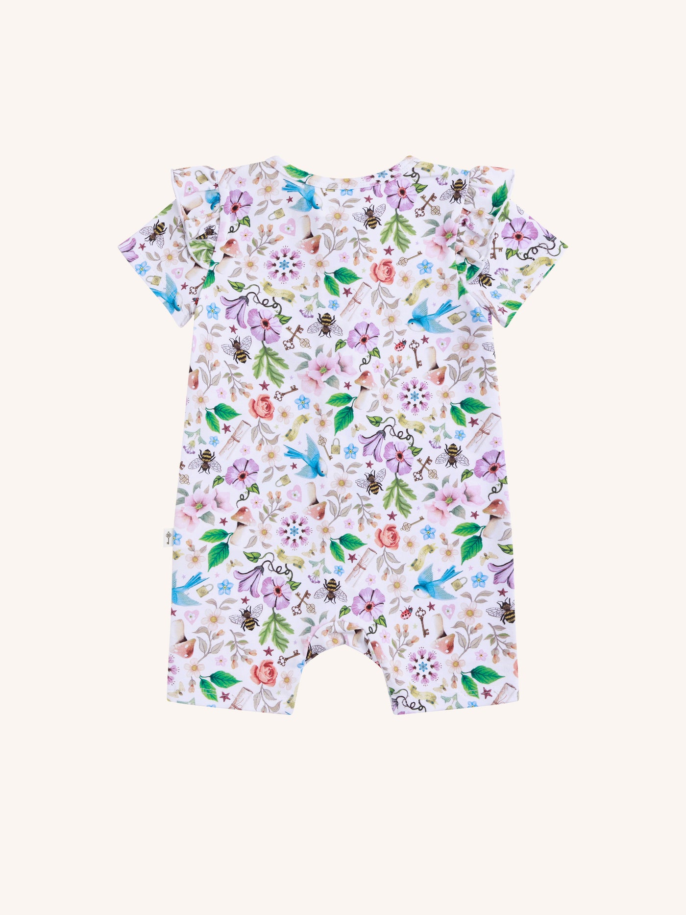 'Secret Diary' Precious Shorty Frill Coverall - Egret