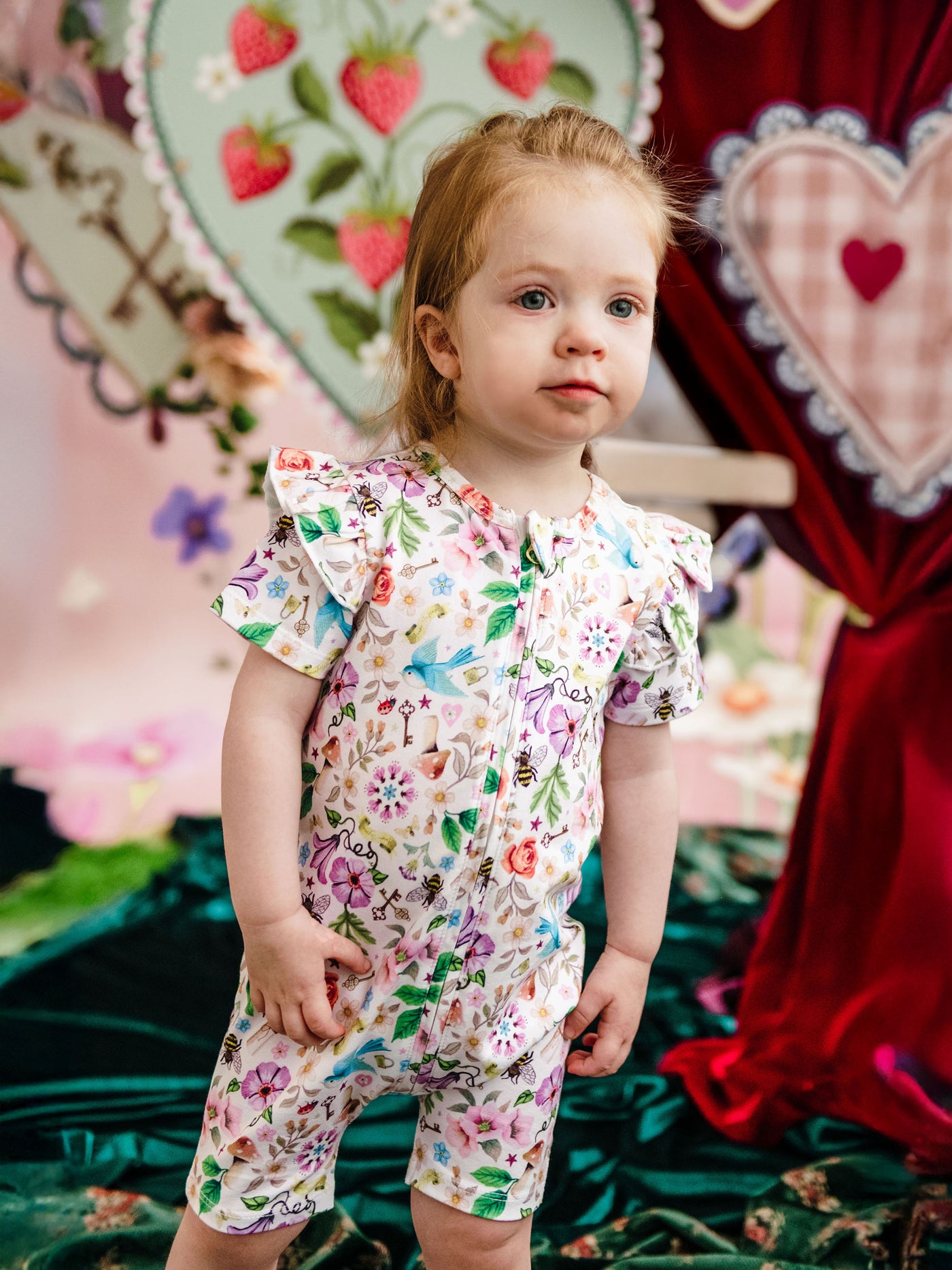 'Secret Diary' Precious Shorty Frill Coverall - Egret