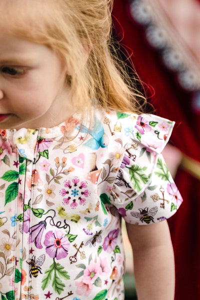 'Secret Diary' Precious Shorty Frill Coverall - Egret