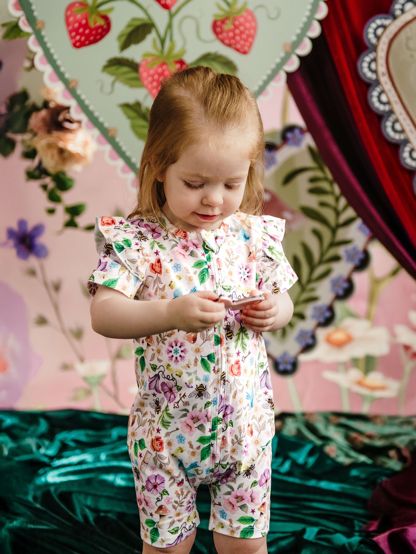 'Secret Diary' Precious Shorty Frill Coverall - Egret