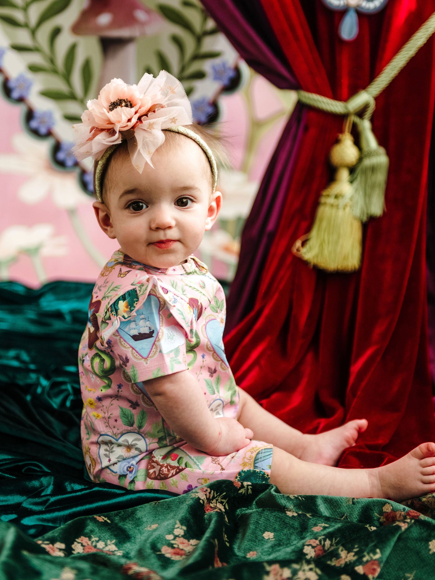 'All my Hearts' Precious Shorty Frill Coverall - Parfait Pink