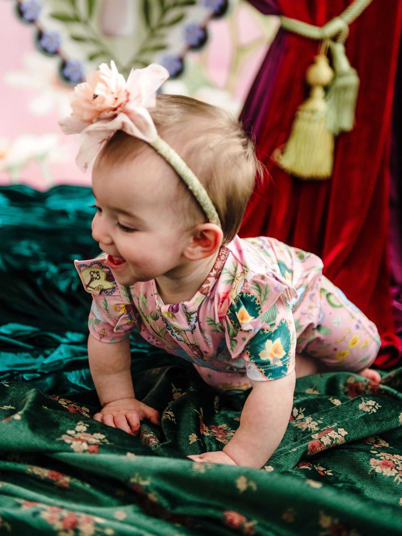 'All my Hearts' Precious Shorty Frill Coverall - Parfait Pink