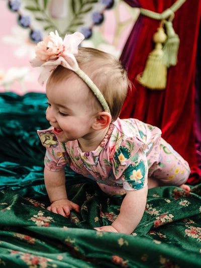 'All my Hearts' Precious Shorty Frill Coverall - Parfait Pink