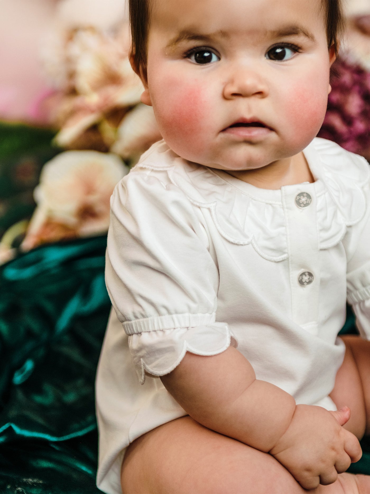 'All my Hearts' Pixie Romper - Egret