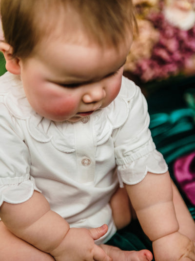 'All my Hearts' Pixie Romper - Egret
