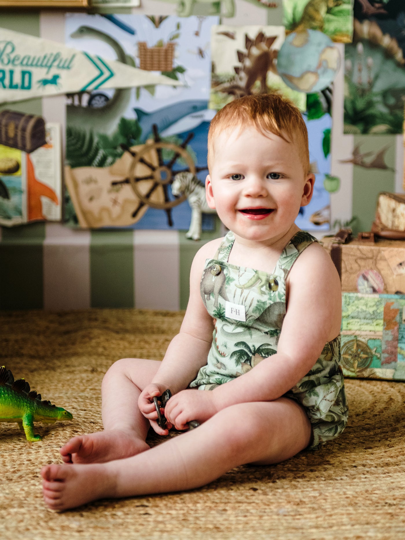 'Prehistorica' Brontis Romper - Olive Leaf