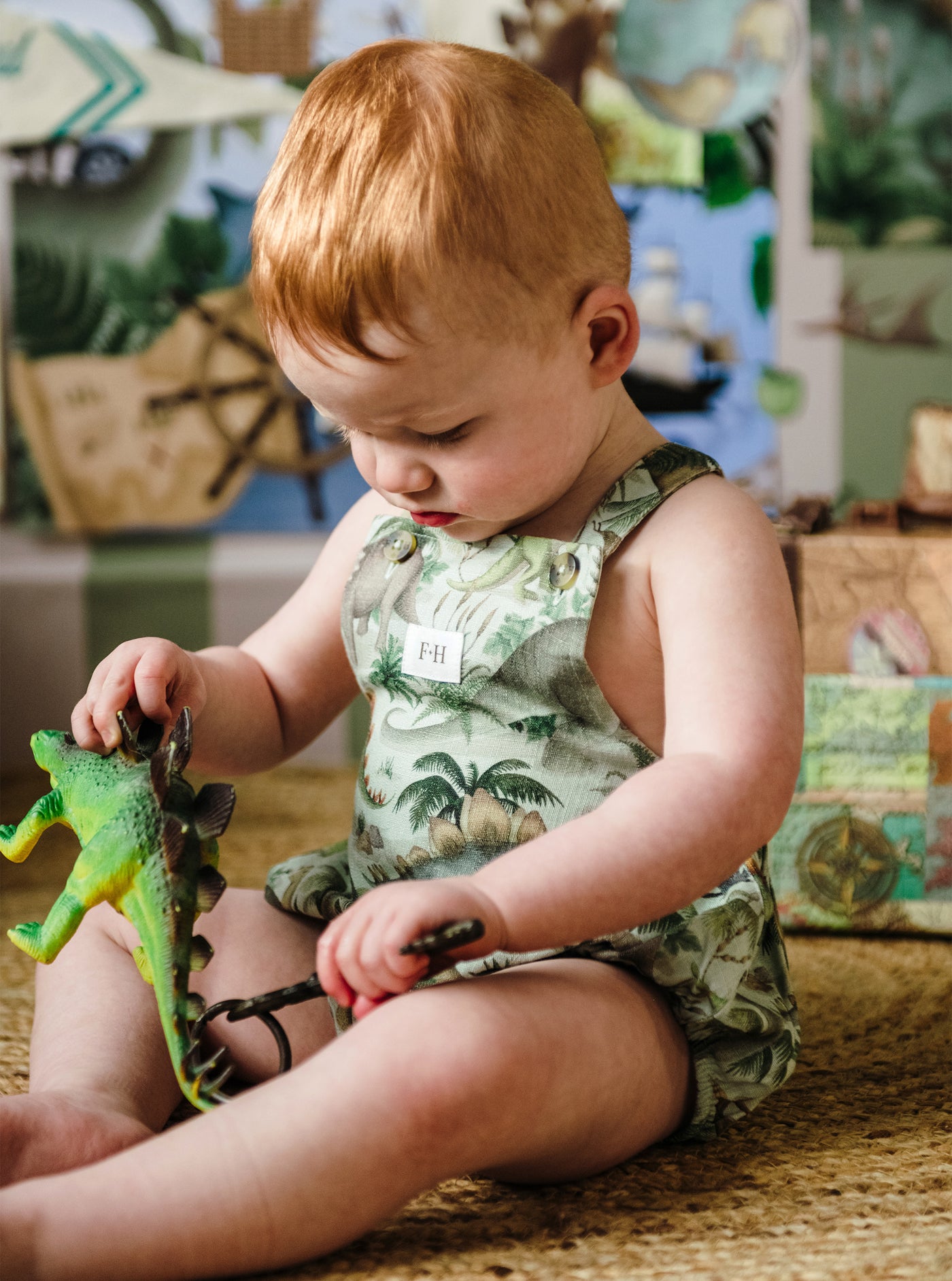 'Prehistorica' Brontis Romper - Olive Leaf