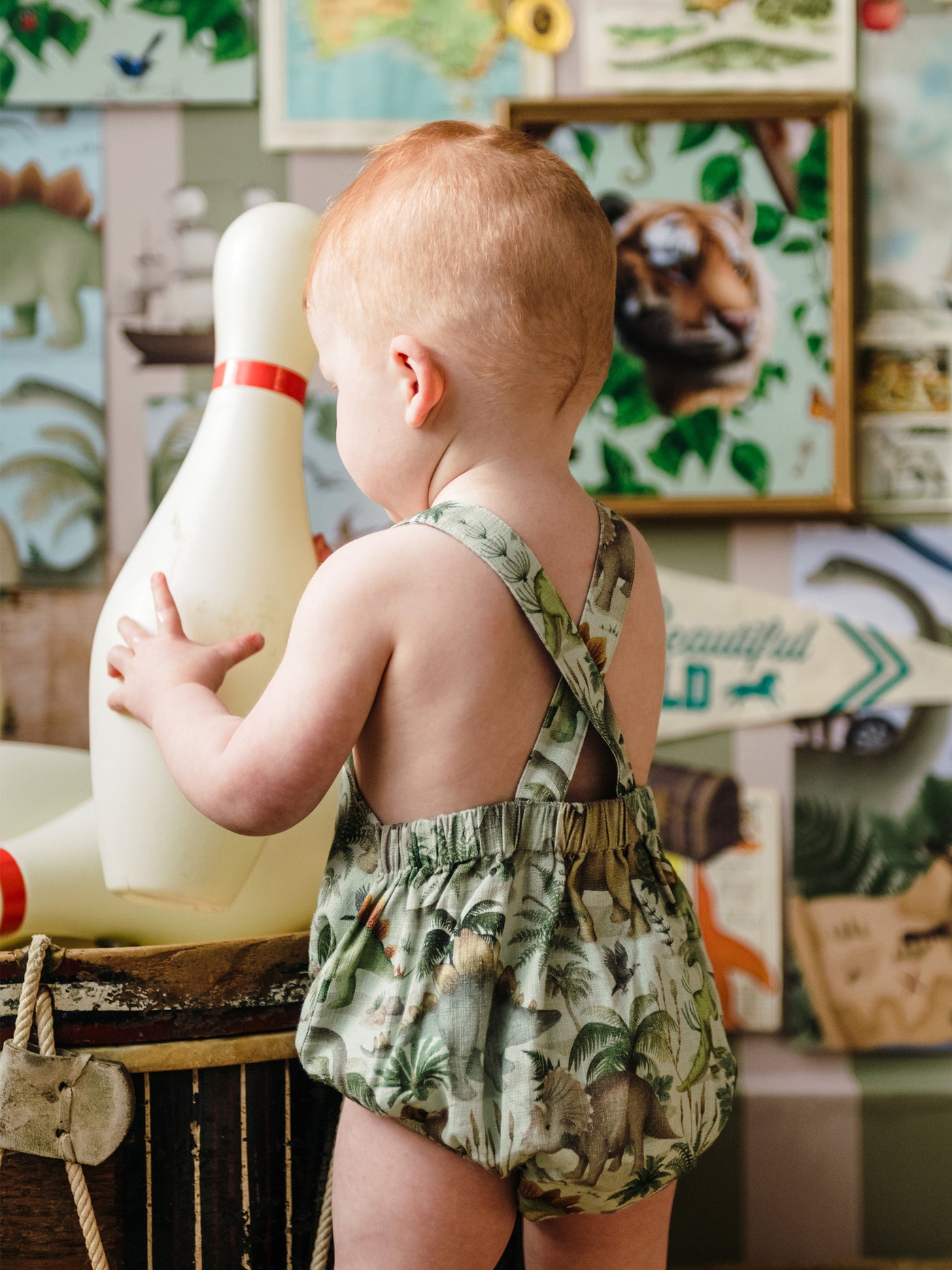 'Prehistorica' Brontis Romper - Olive Leaf