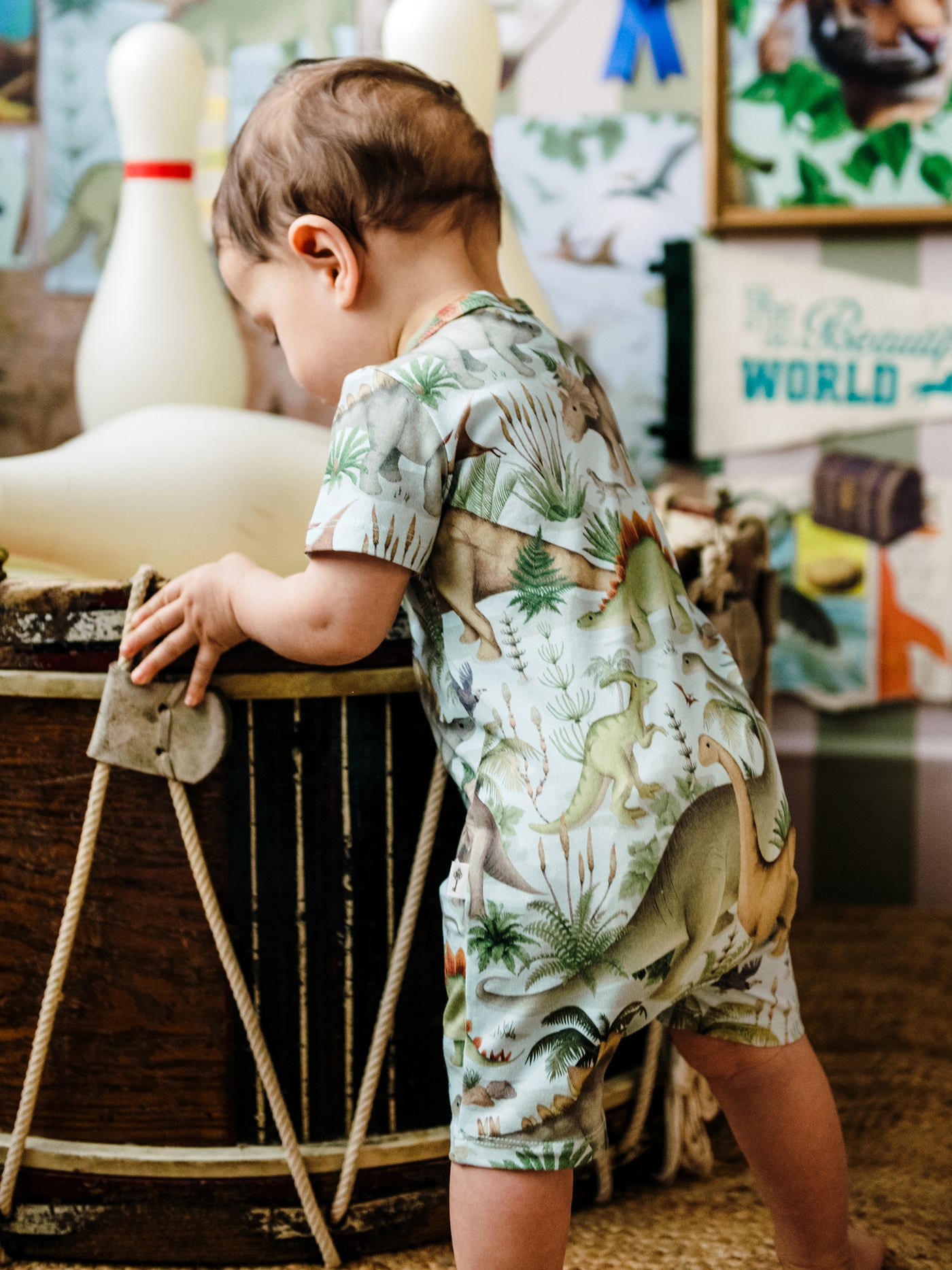 'Prehistorica' Timeless Shorty Coverall Set - 2 pack - Dusty Teal