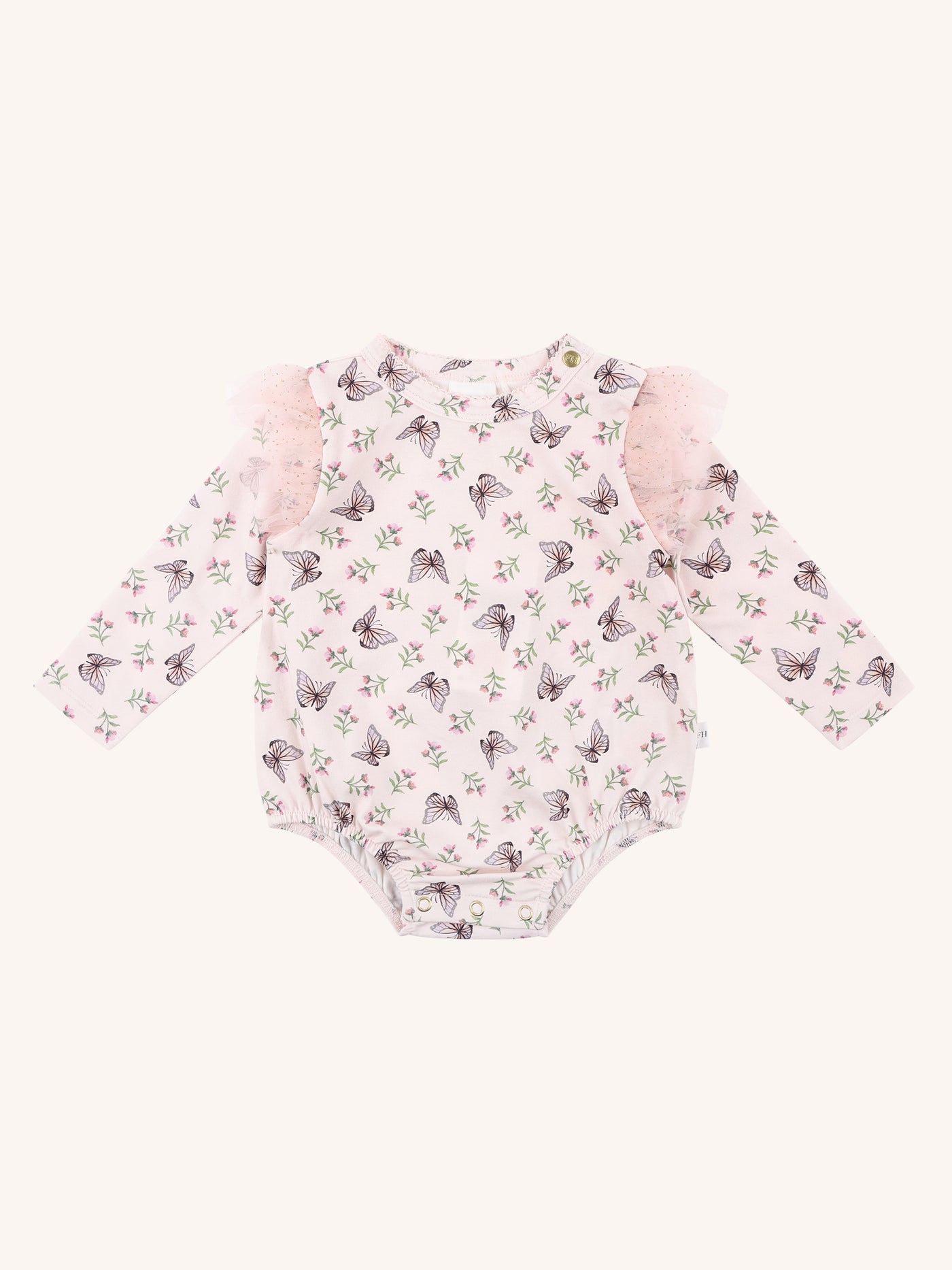 'Dancing Butterflies' Flutter Bodysuit - Pearl