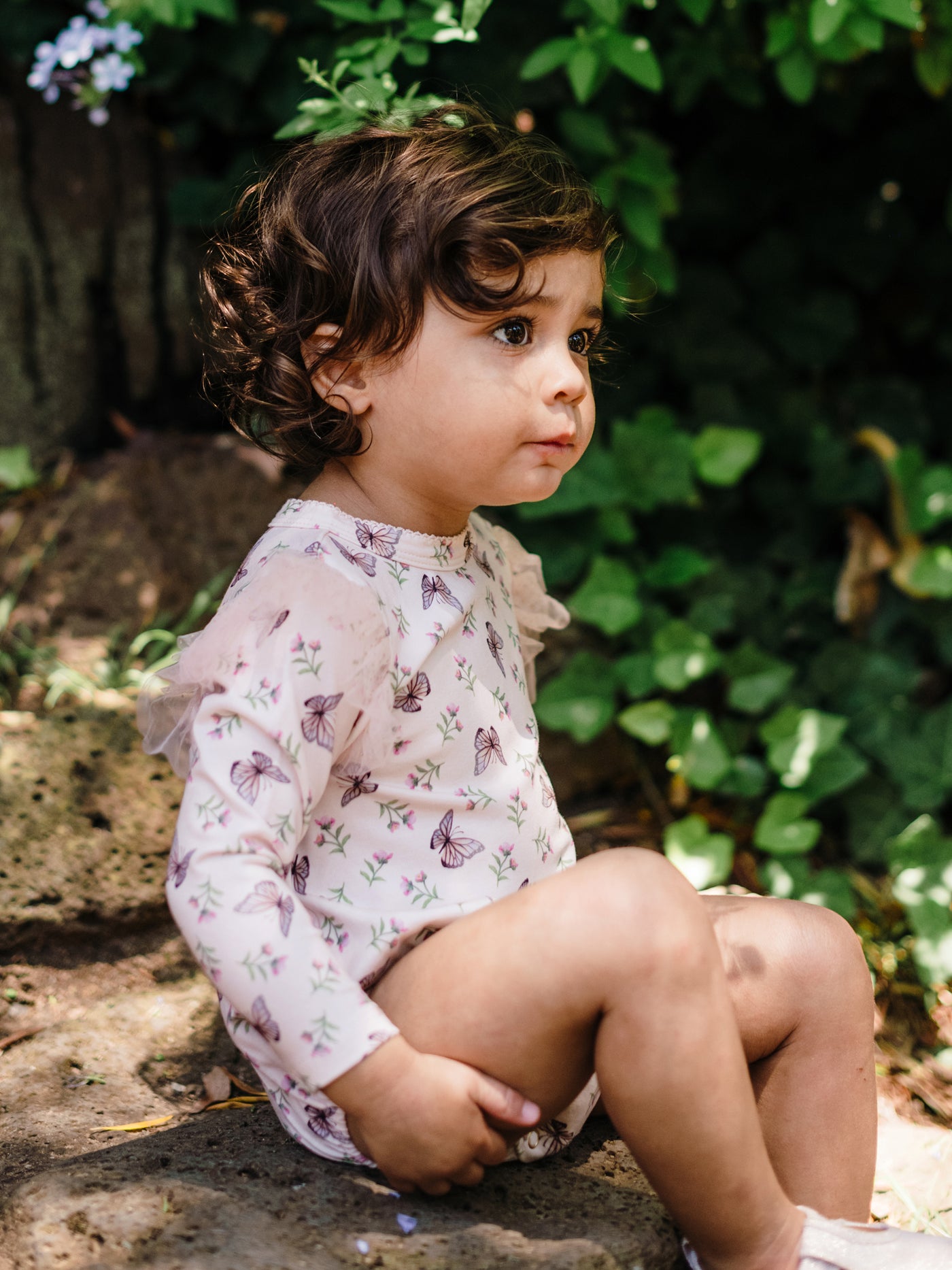 'Dancing Butterflies' Flutter Bodysuit - Pearl