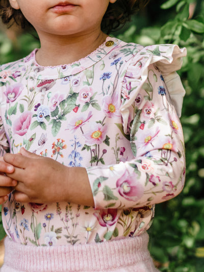 'Garden of Dreams' Delightful Frill Bodysuit - Peach