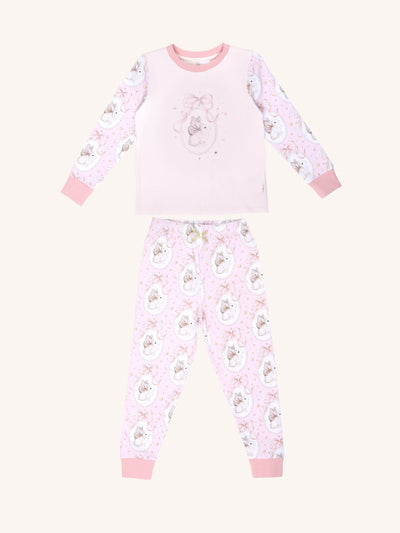'Bunny Cameo' Long Sleeve Sleep Set - Pink Marshmallow 3-8