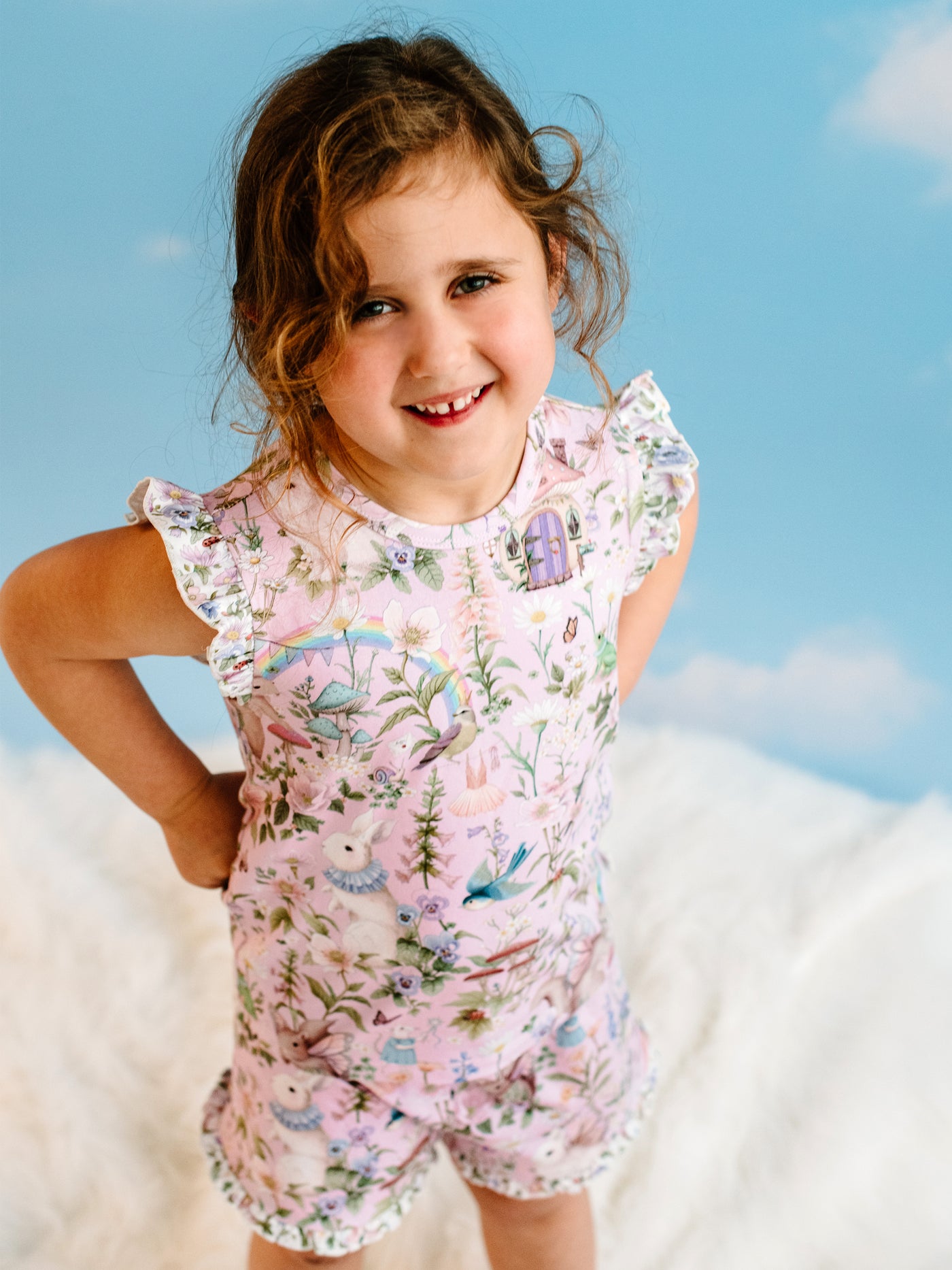 'Fairyland' Shorty Frill Sleepset - Pink Lavender 3-8