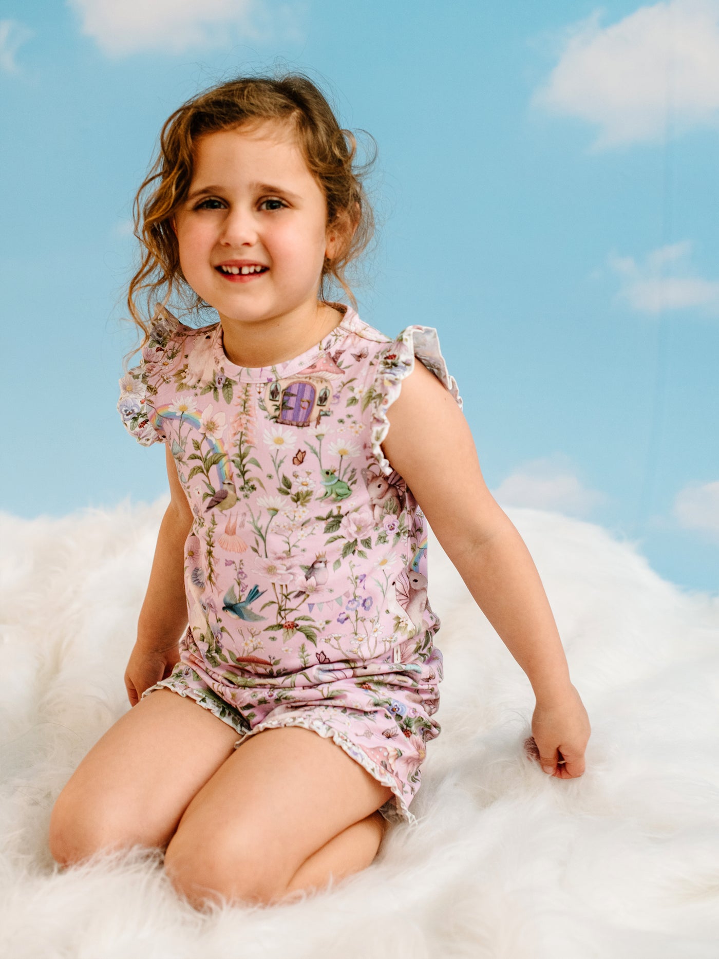 'Fairyland' Shorty Frill Sleepset - Pink Lavender 3-8