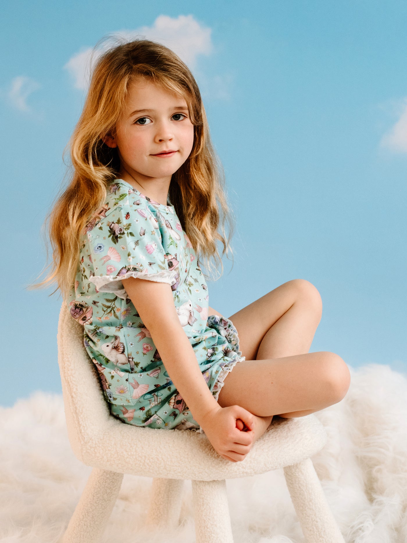 'Fairyland' Sweet Frill Sleepset - Soft Aqua 3-8