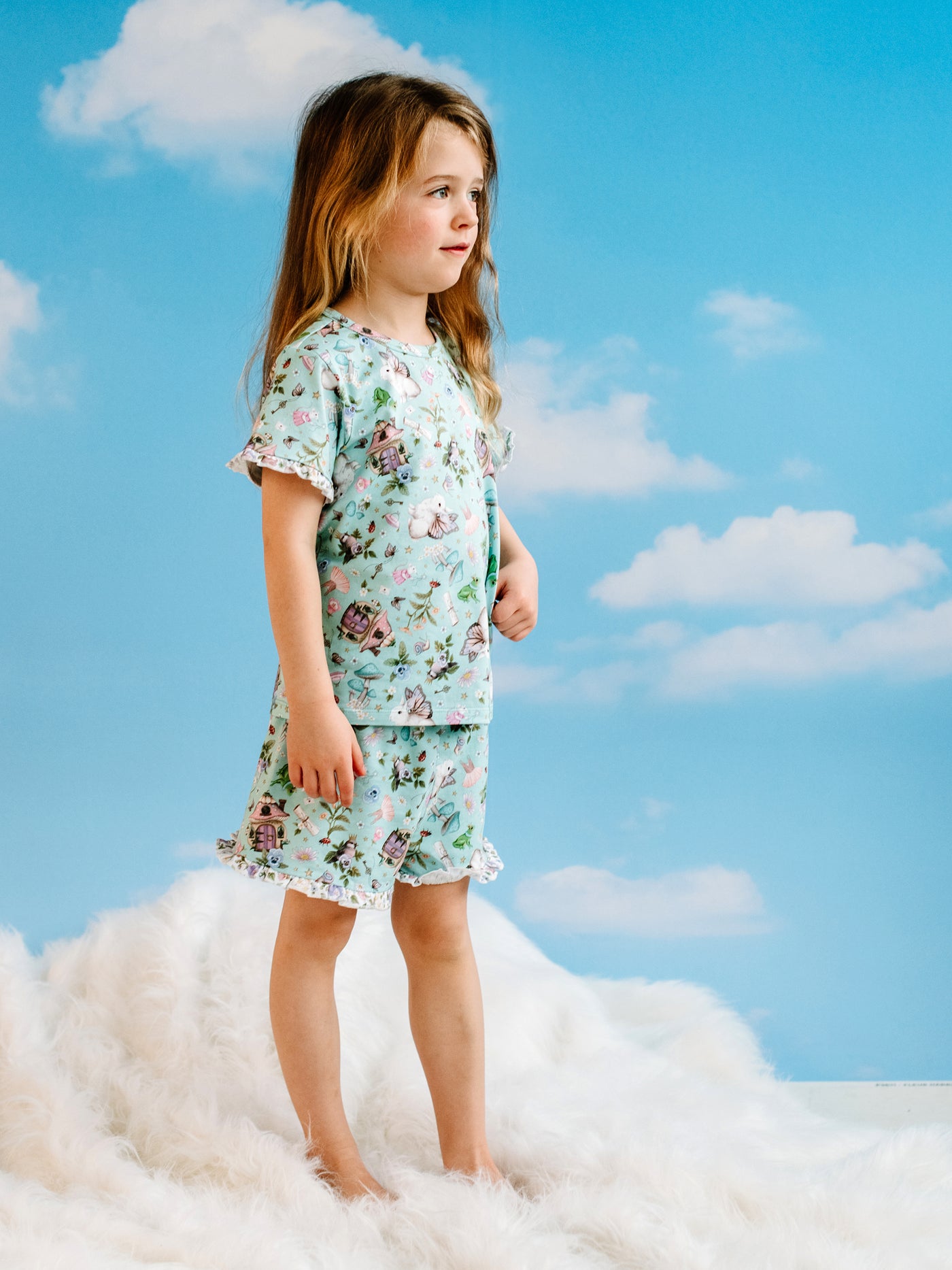 'Fairyland' Sweet Frill Sleepset - Soft Aqua 3-8